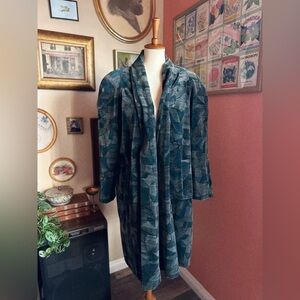 Vintage PORTRAIT Velvet-Feel Abstract Art-to-Wear Coat